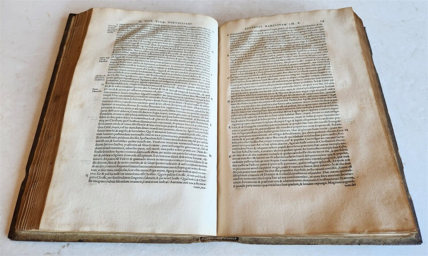 1545 TERULLIAN THEOLOGY in LATIN antique 16th CENTURY FOLIO PIGSKIN BOUND