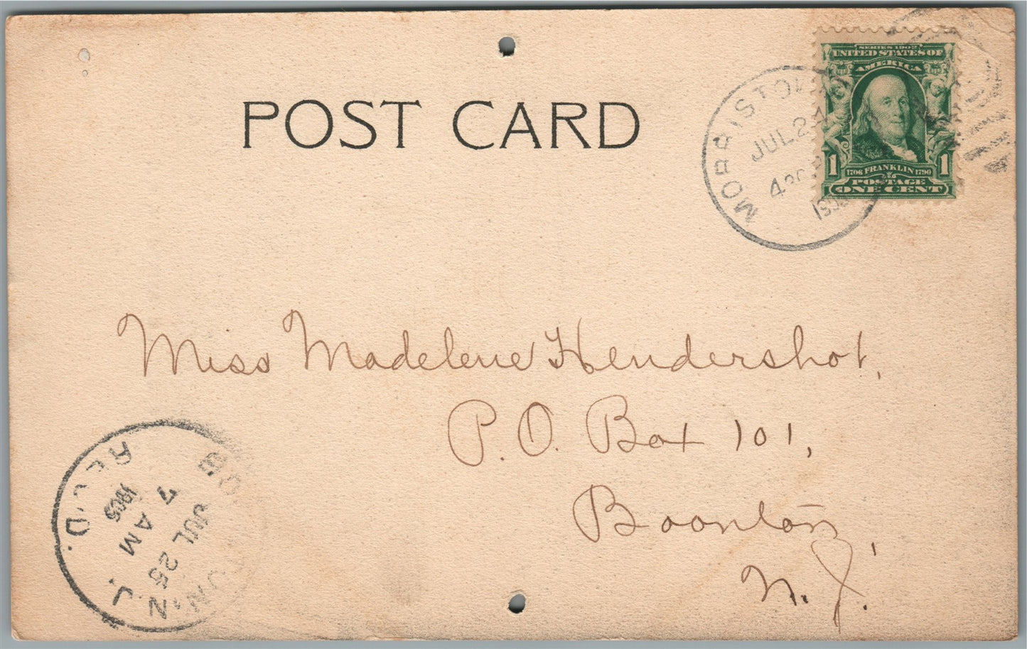 MORRISTOWN NJ BAPTIST CHURCH ANTIQUE POSTCARD
