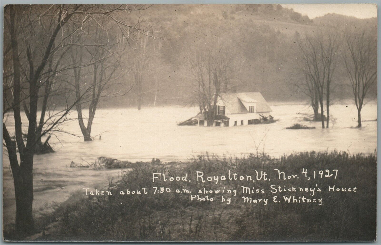 SO. ROYALTON VT 1927 FLOOD ANTIQUE REAL PHOTO POSTCARD RPPC