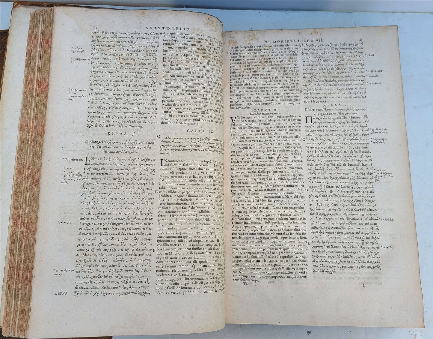 1619 ARISTOTLE OPERA OMNIA 2 MASSIVE FOLIOS antique GREEK & LATIN