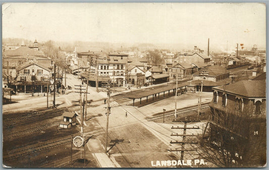 LANSDALE PA GENERAL VIEW ANTIQUE REAL PHOTO POSTCARD RPPC