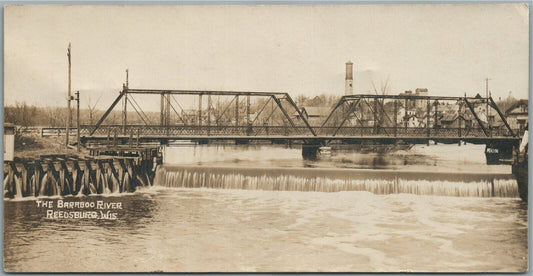 REEDSBURG WI THE BARABOO RIVER ANTIQUE REAL PHOTO POSTCARD RPPC