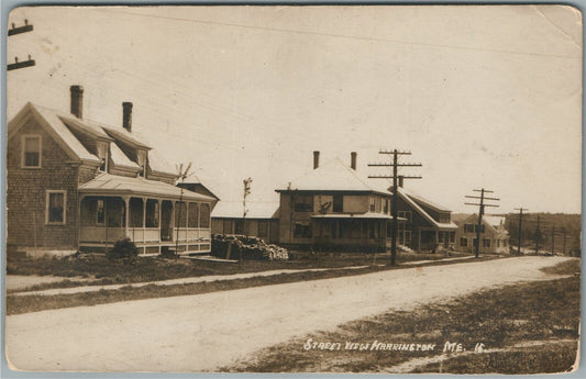 HARRINGTON ME STREET VIEW ANTIQUE REAL PHOTO POSTCARD RPPC