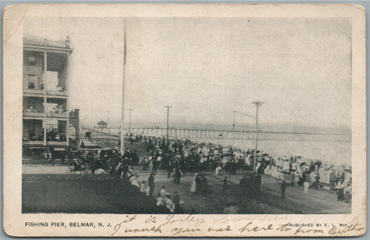 BELMAR NJ FISHING PIER ANTIQUE POSTCARD