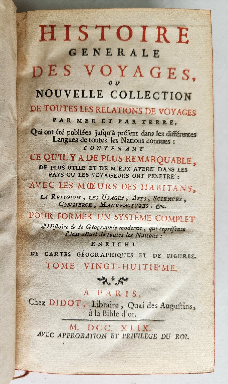 1749 HISTOIRE des VOYAGES antique vol. 28 illustrated CHINA TRAVELS