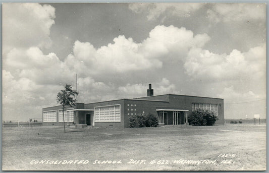 WASHINGTON IL CONSOLIDATED SCHOOL VINTAGE REAL PHOTO POSTCARD RPPC