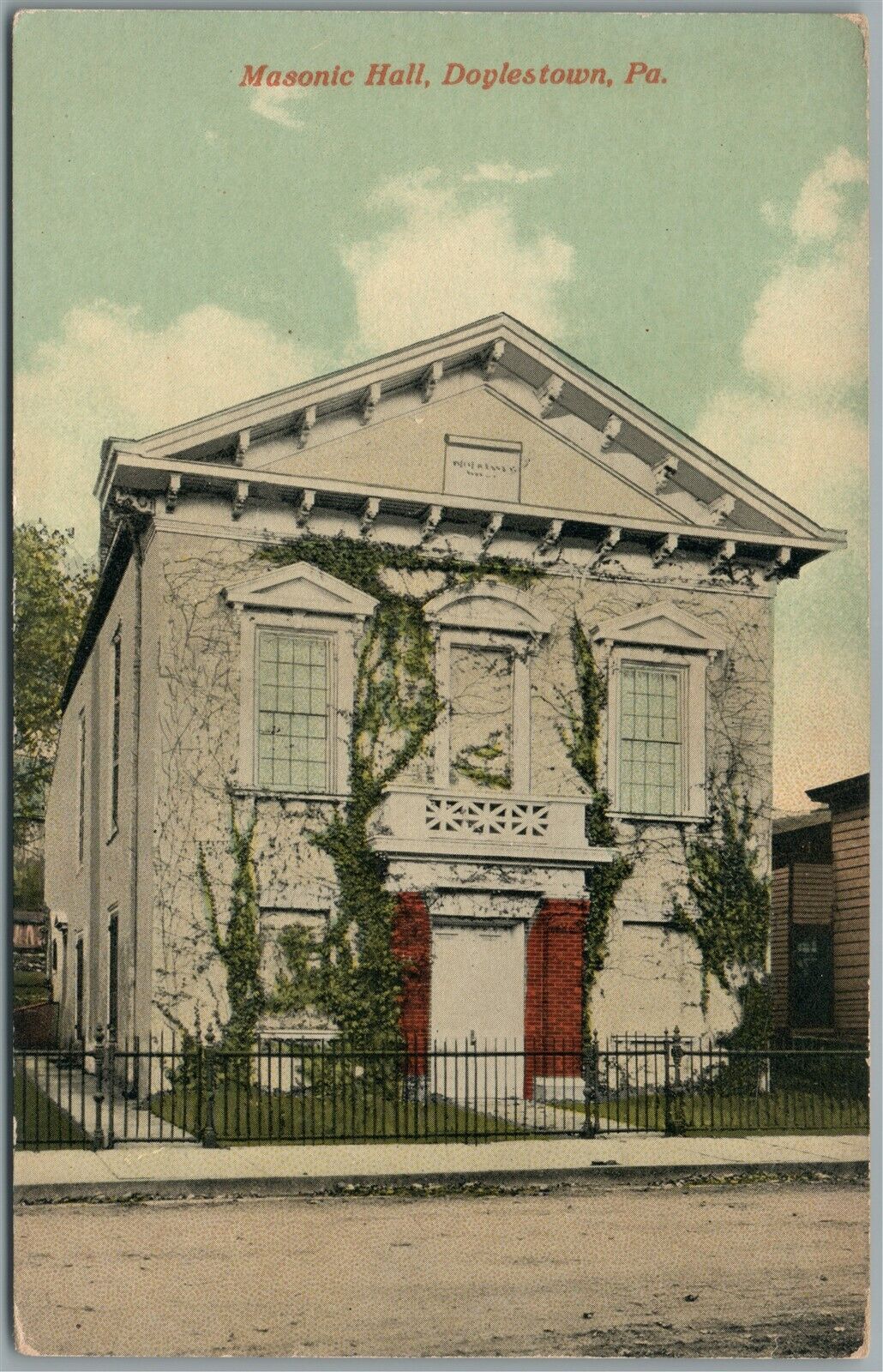 DOYLESTOWN PA MASONIC HALL ANTIQUE POSTCARD