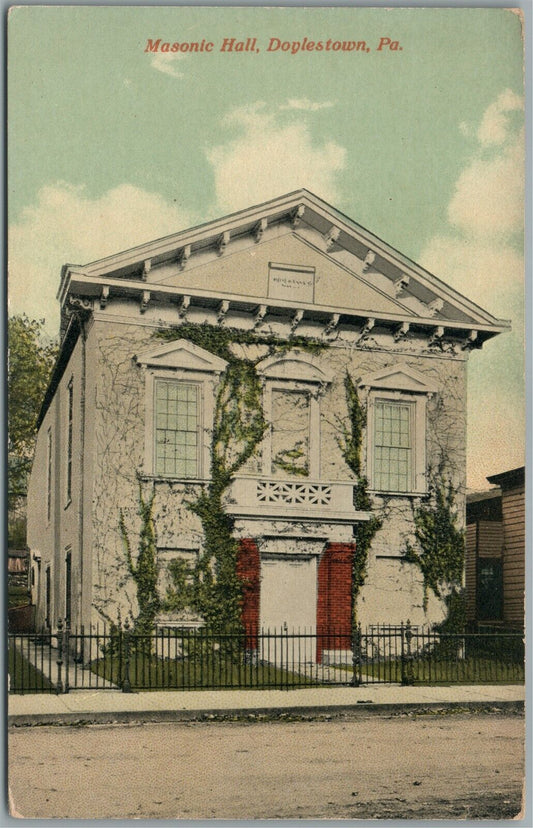 DOYLESTOWN PA MASONIC HALL ANTIQUE POSTCARD