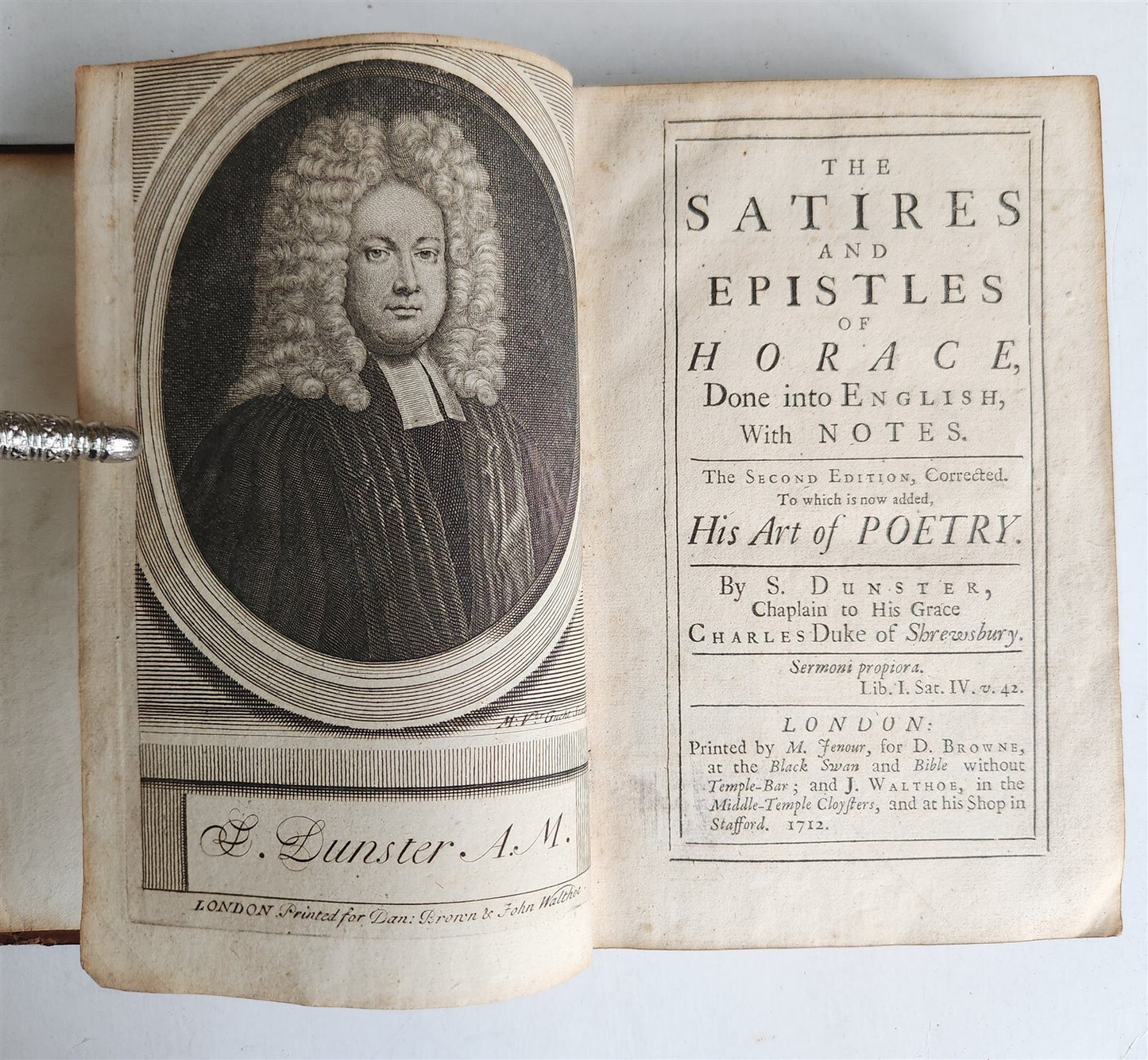 1712 THE SATIRES & EPISTLES of HORACE antique by DUNSTER in ENGLISH