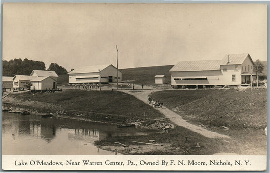 NICHOLAS NY LAKE O'MEADOWS ANTIQUE REAL PHOTO POSTCARD RPPC