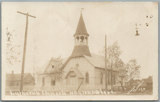 HAYWARD WI LUTHERAN CHURCH ANTIQUE REAL PHOTO POSTCARD RPPC