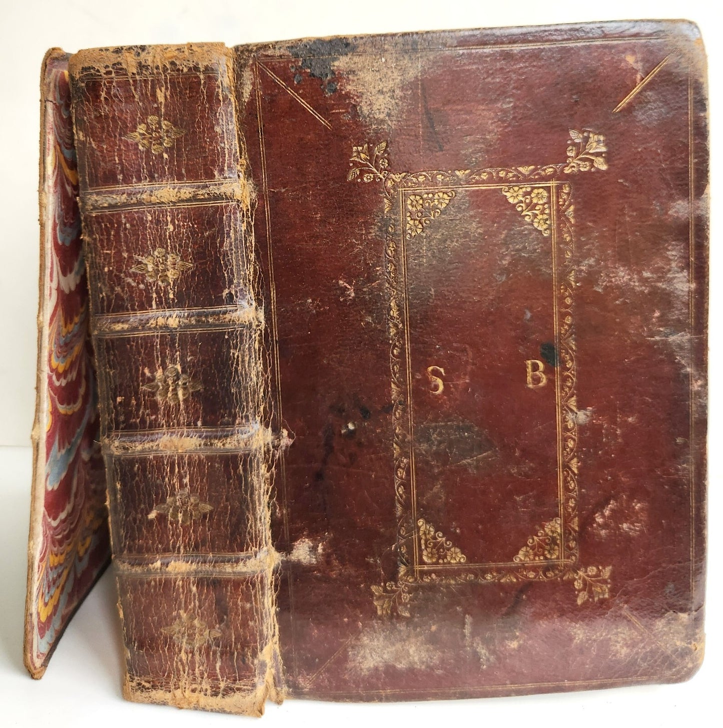 1679 BIBLE in ENGLISH King James antique ORIGINAL red morocco BINDING