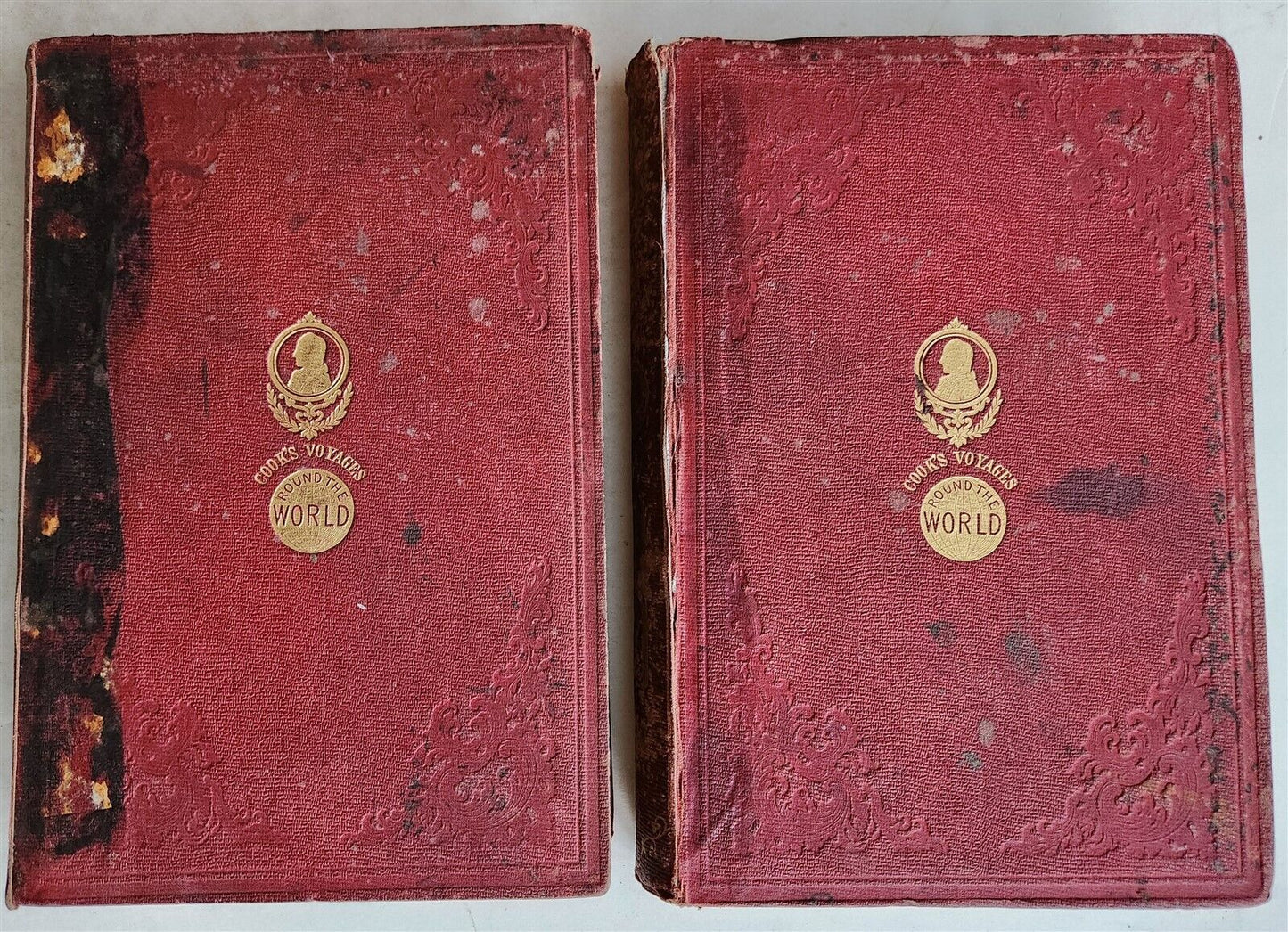 1860 VOYAGES of CAPTAIN COOK ROUND THE WORLD 2 vols ILLUSTRATED antique ENGLISH