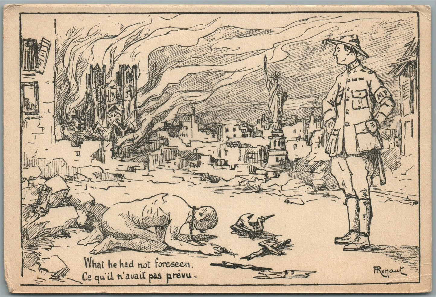 ANTI-AMERICAN FRENCH WWI ERA ANTIQUE POSTCARD