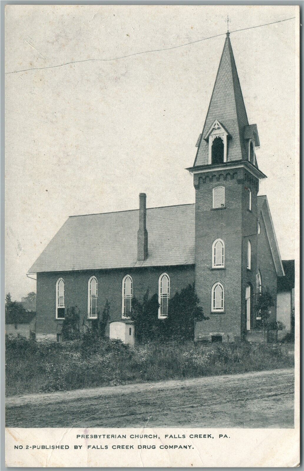 FALLS CREEK PA CHURCH ANTIQUE POSTCARD