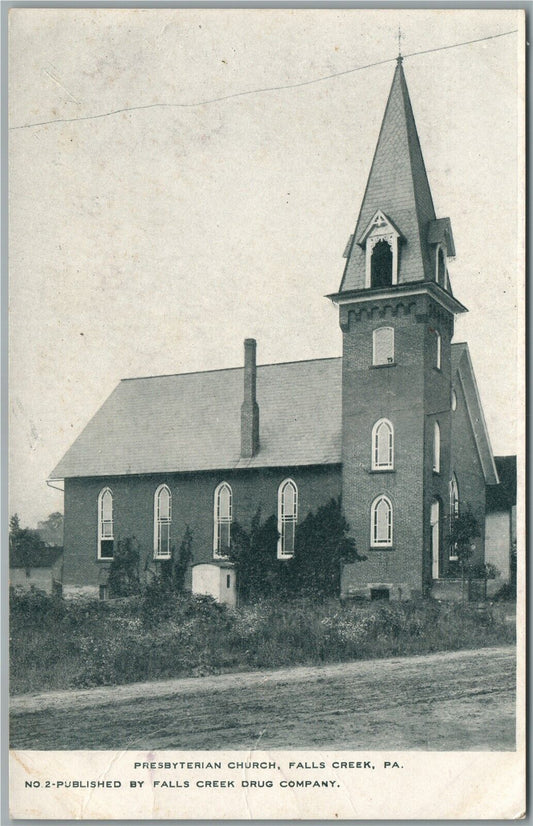 FALLS CREEK PA CHURCH ANTIQUE POSTCARD
