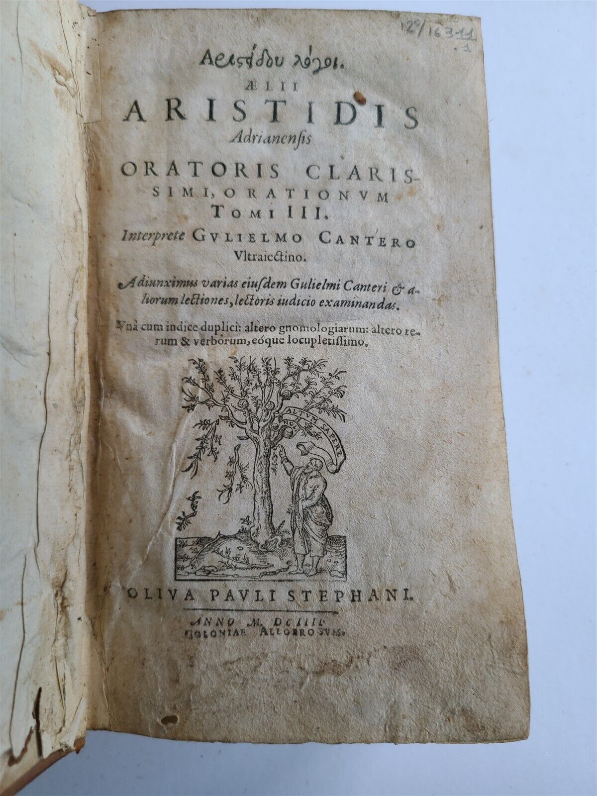 1604 AELIUS ARISTIDES 2 VOLUMES antique Adrianensis Oratoris Clarissimi RARE