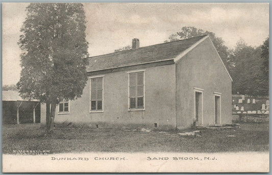 SAND BROOK NJ DUNKARD CHURCH ANTIQUE POSTCARD