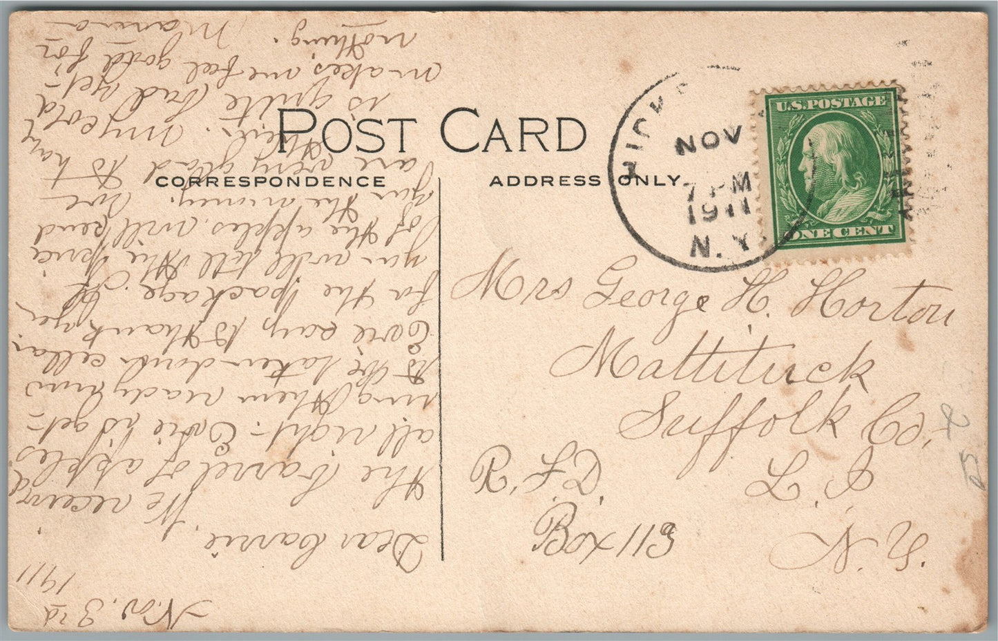 LONG ISLAND NY HUNTINGTON MATHAN HALE MEMORIAL ANTIQUE POSTCARD