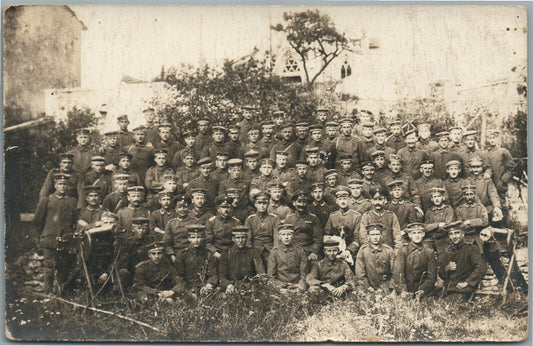 WWI ERA SOLDIERS w/ MACHINE GUN MILITARY ANTIQUE REAL PHOTO POSTCARD RPPC
