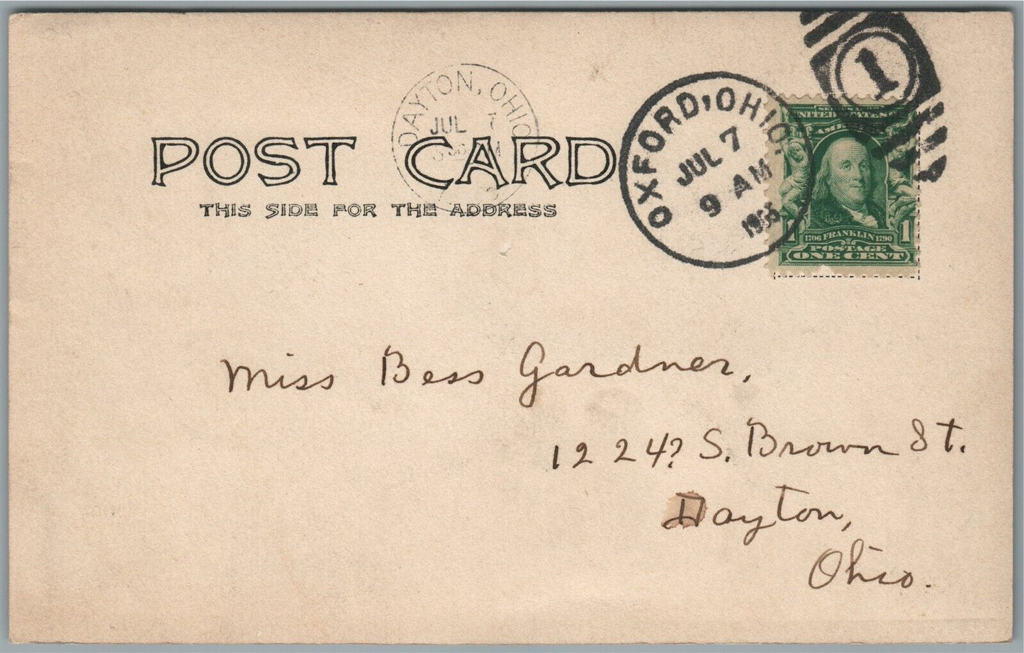 OXFORD OH COLLEGE ANTIQUE REAL PHOTO POSTCARD RPPC