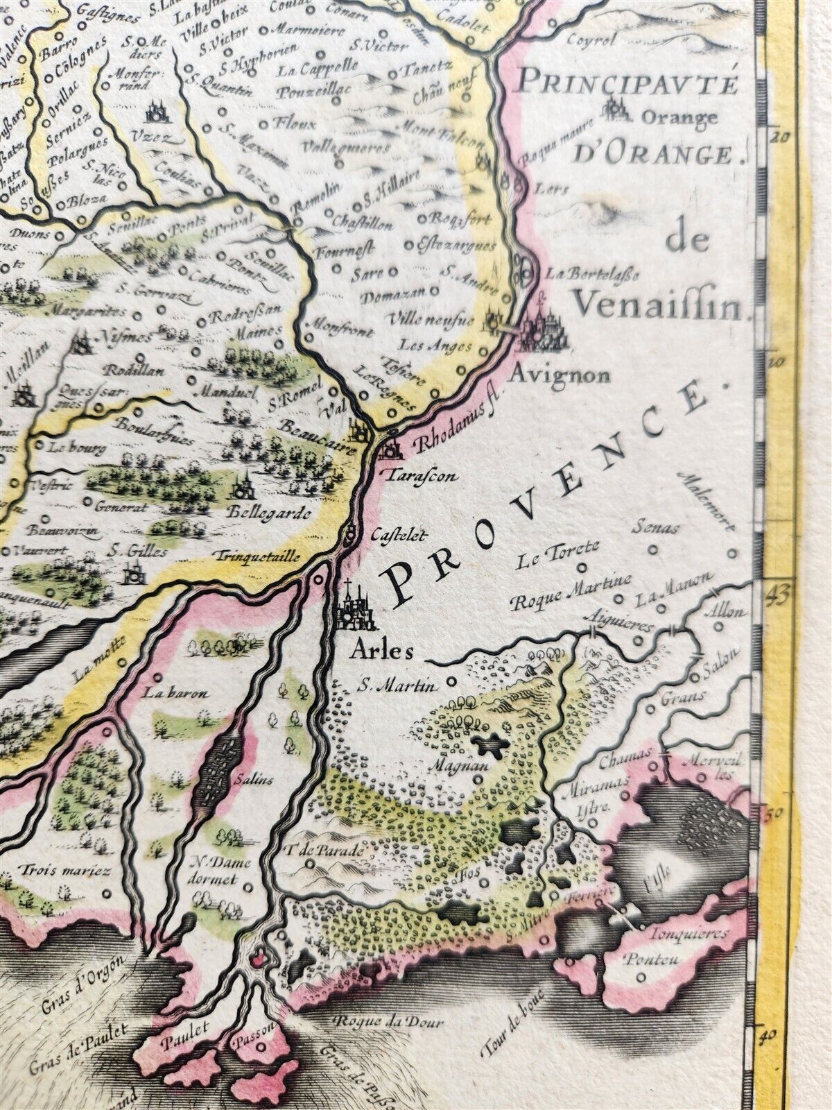 1640 MAP of FRANCE LANGUEDOC by WILLEM BLAEU antique AUTHENTIC hand colored