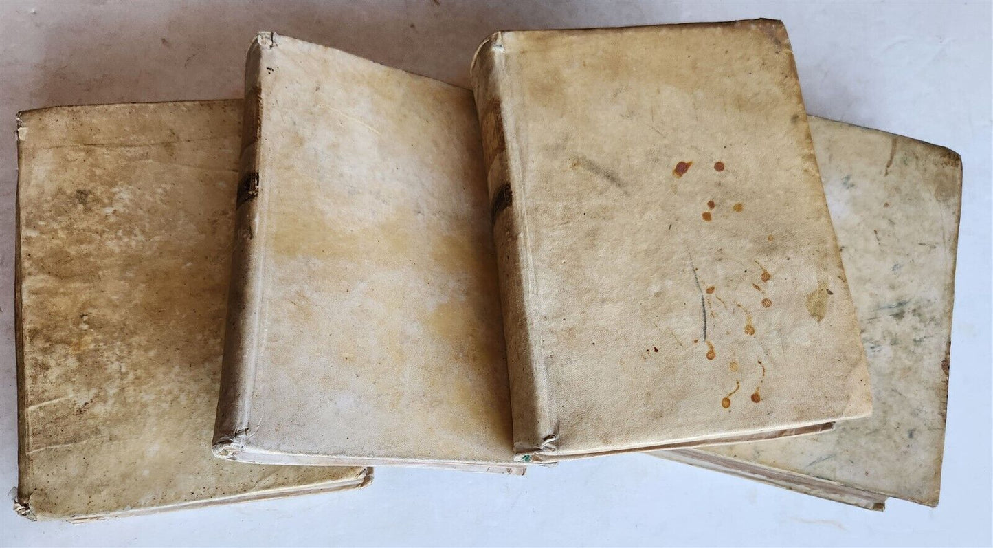 1775-1776 BIBLE COMMENTARY by JACOBI TIRINI 4 VOLUMES antique VELLUM BINDING