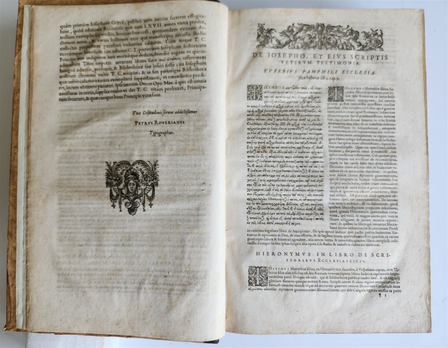 1611 FLAVIUS JOSEPHUS GREEK LATIN EDITION antique FOLIO