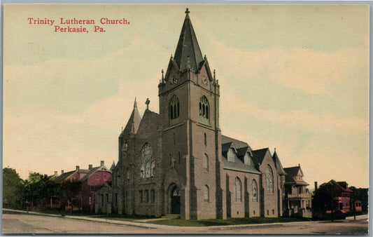 PERKASIE PA TRINITY LUTHERAN CHURCH ANTIQUE POSTCARD