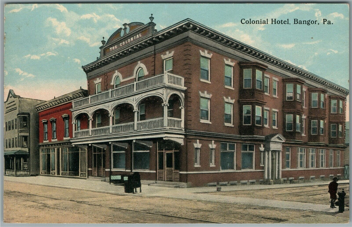 BANGOR PA COLONIAL HOTEL ANTIQUE POSTCARD
