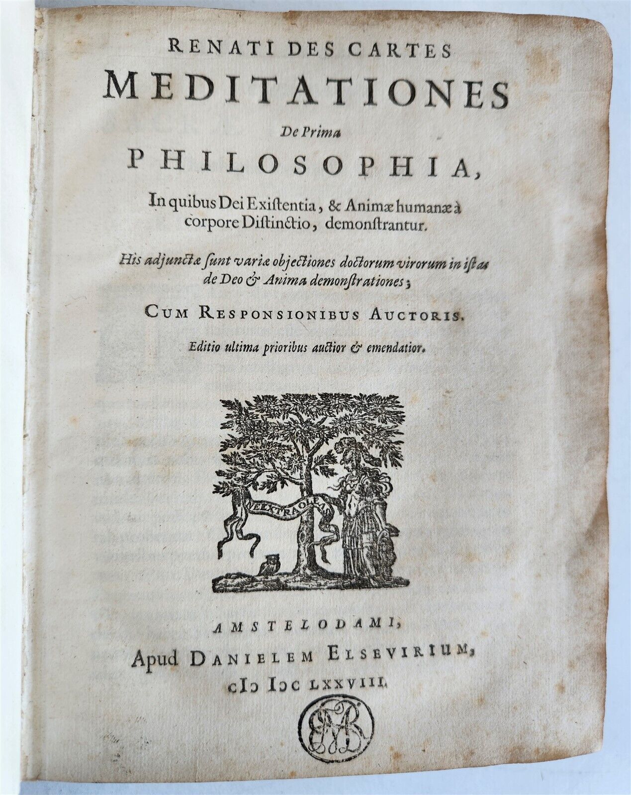 1678 RENE DESCARTES PHILOSOPHY antique VELLUM BOUND