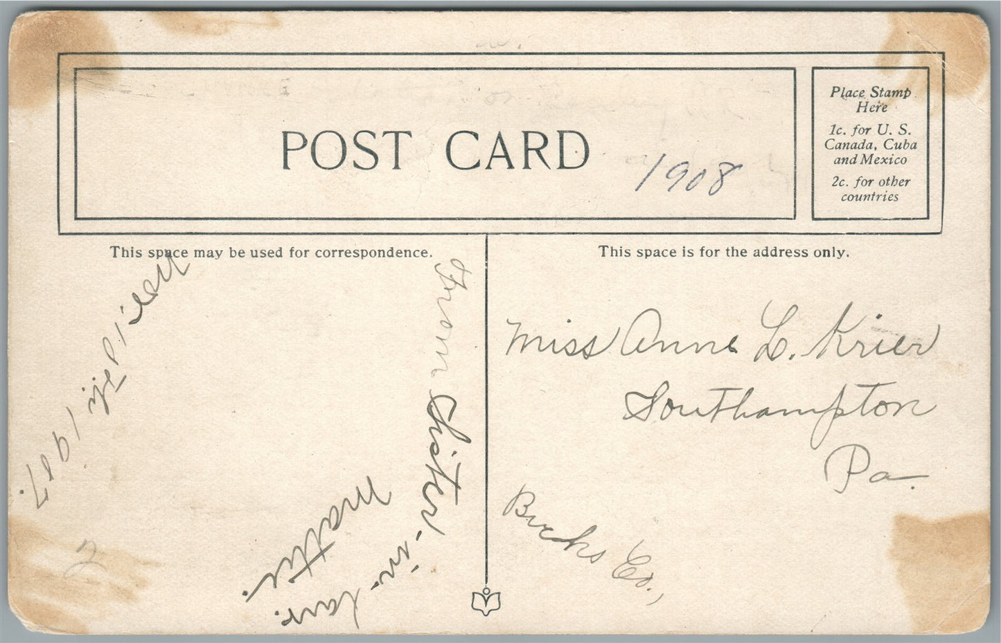 BUCKS CO. PA ARNOLD BROS. RAILROAD STATION railway depot ANTIQUE POSTCARD #54