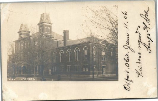 MIAMI UNIVERSITY OH 1906 ANTIQUE REAL PHOTO POSTCARD RPPC