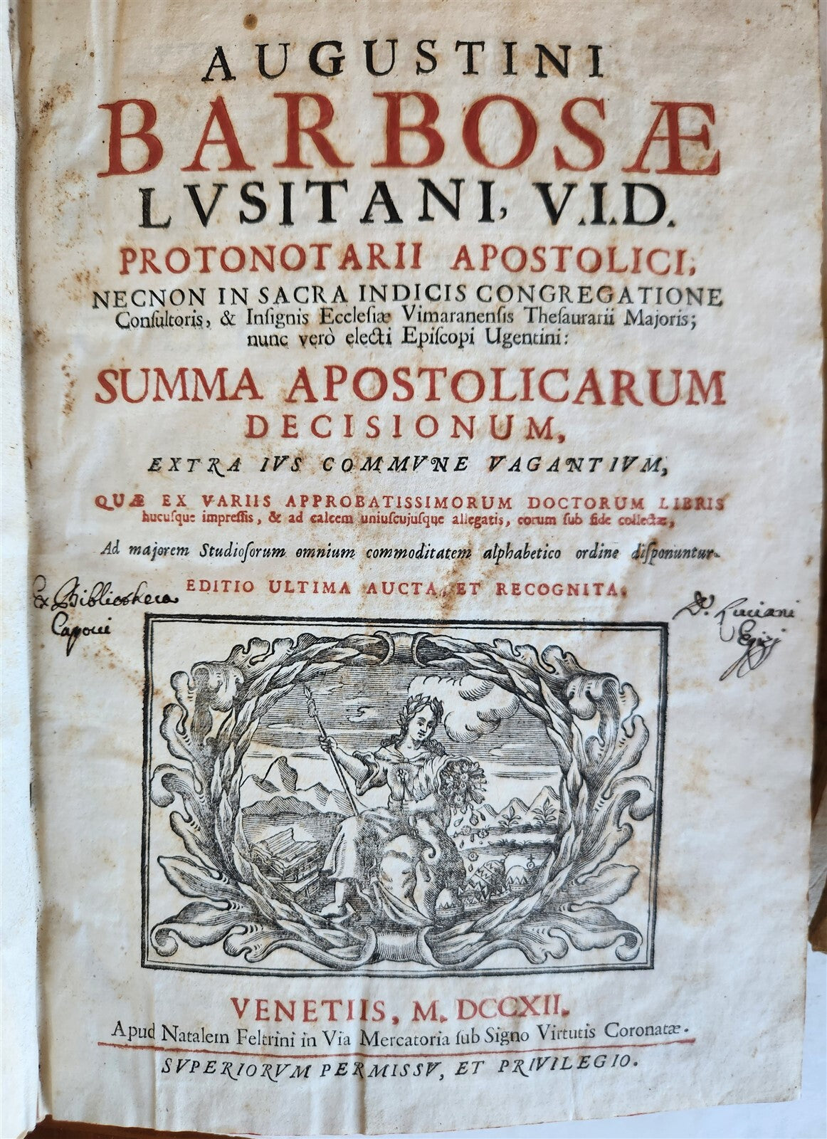 1701-1715 CANON LAW 6 FOLIO VOLUMES by AUGUSTINI BARBOSAE antique VELLUM BINDING