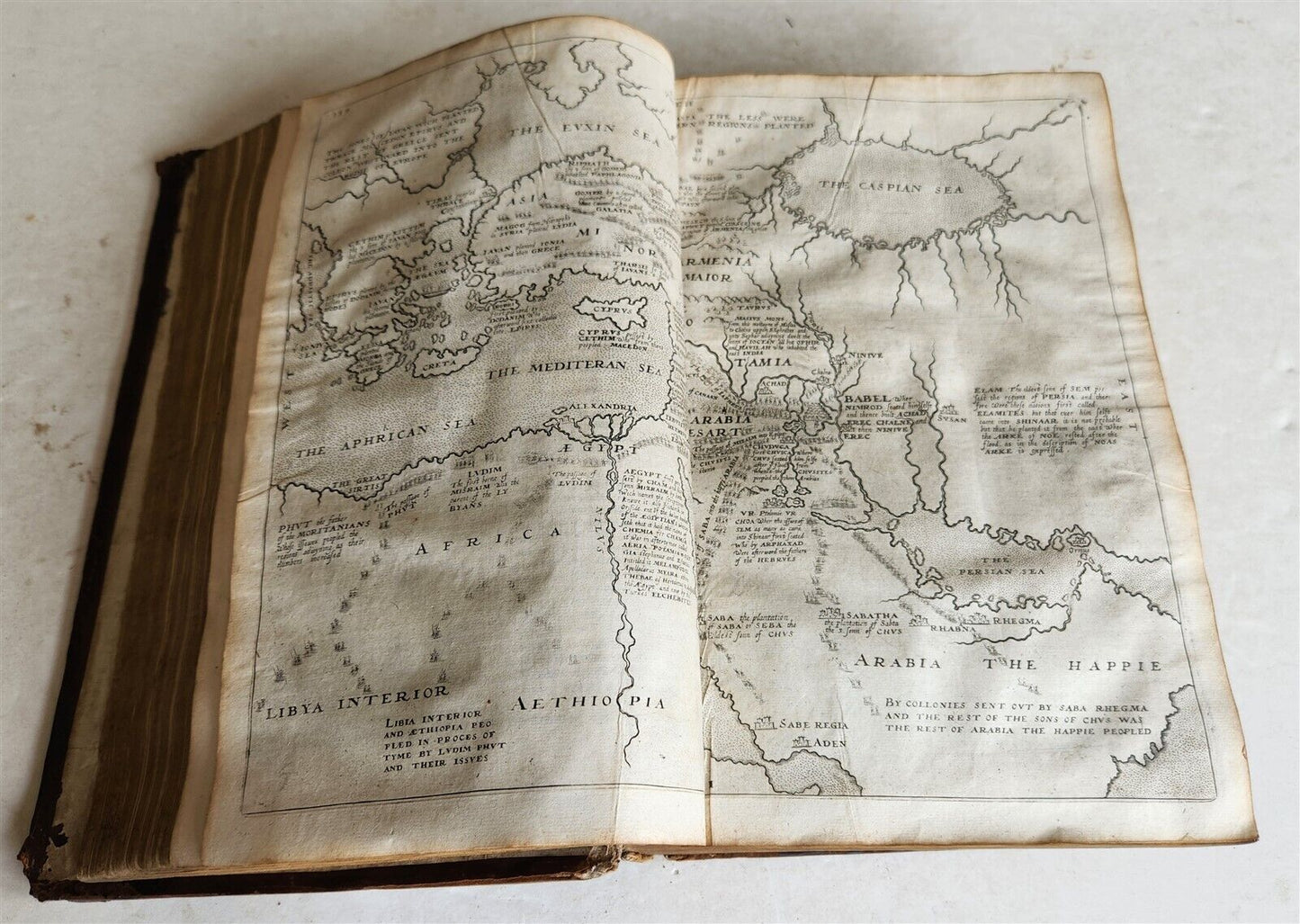 1666 HISTORY OF THE WORLD by WALTER RALEIGH antique ILLUSTRATED FOLIO w/ 8 MAPS