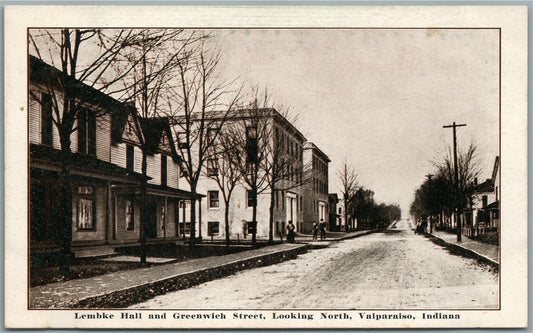VALPARAISO IN LEMBKE HALL & GREENWICH STREET ANTIQUE POSTCARD
