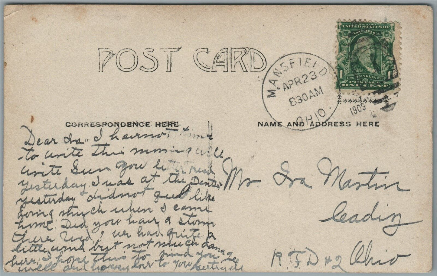 MANSFIELD OH OLD BLOCK HOUSE ANTIQUE REAL PHOTO POSTCARD RPPC