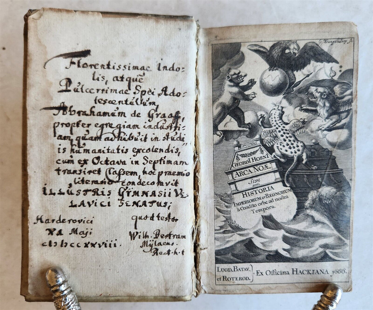 1666 NOAH'S ARK HISTORY of EMPIRES & KINGDOMS antique vellum bound