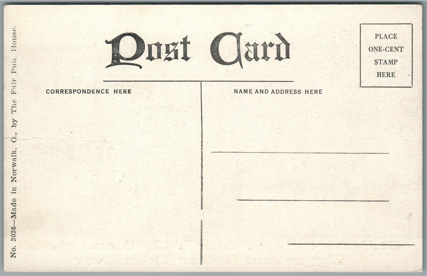 CLINTON FAIR OH 1911 ANTIQUE POSTCARD