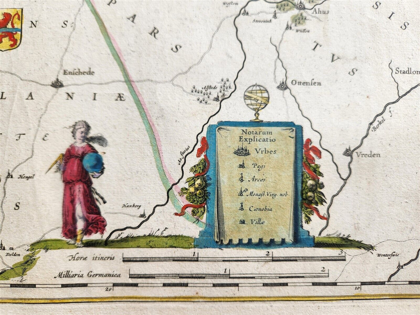 1640 MAP of GERMANY BENTHEIM & STEINFURT by WILLEM BLAEU antique AUTHENTIC