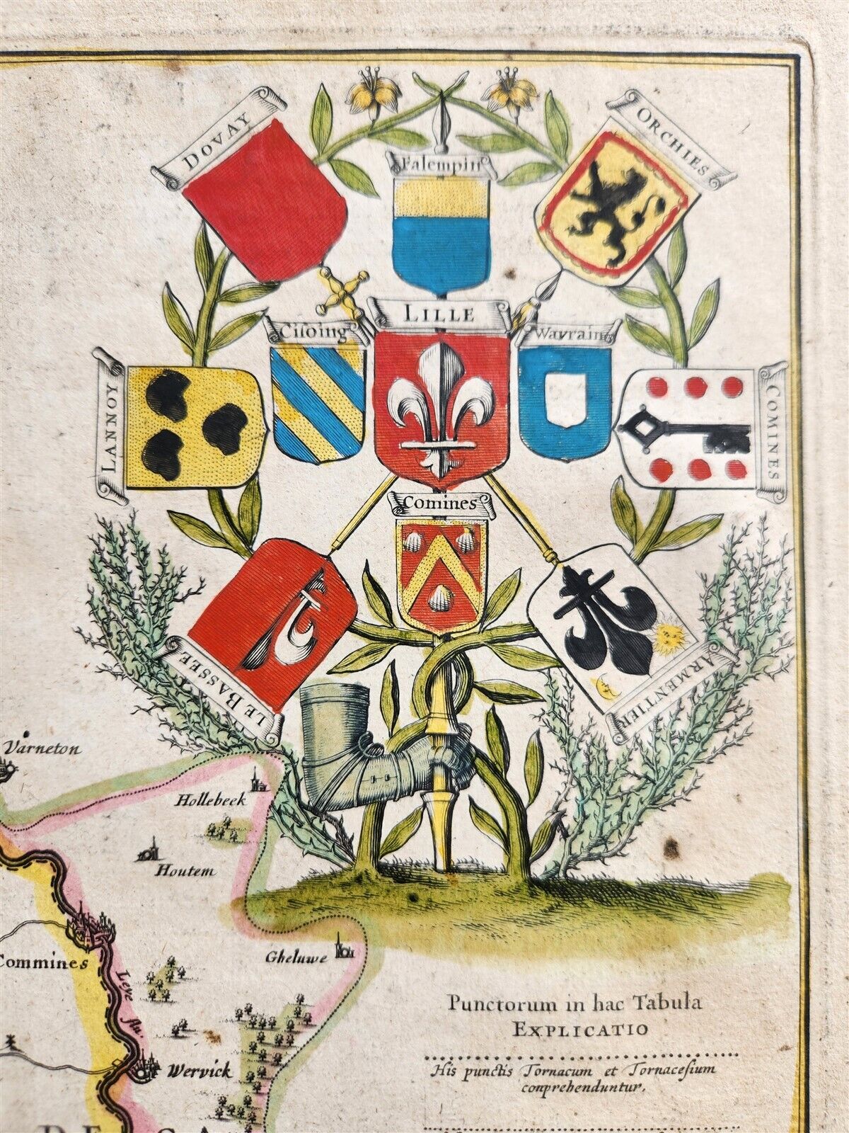 1640 MAP of FRANCE FLANDERS by WILLEM BLAEU antique AUTHENTIC hand colored