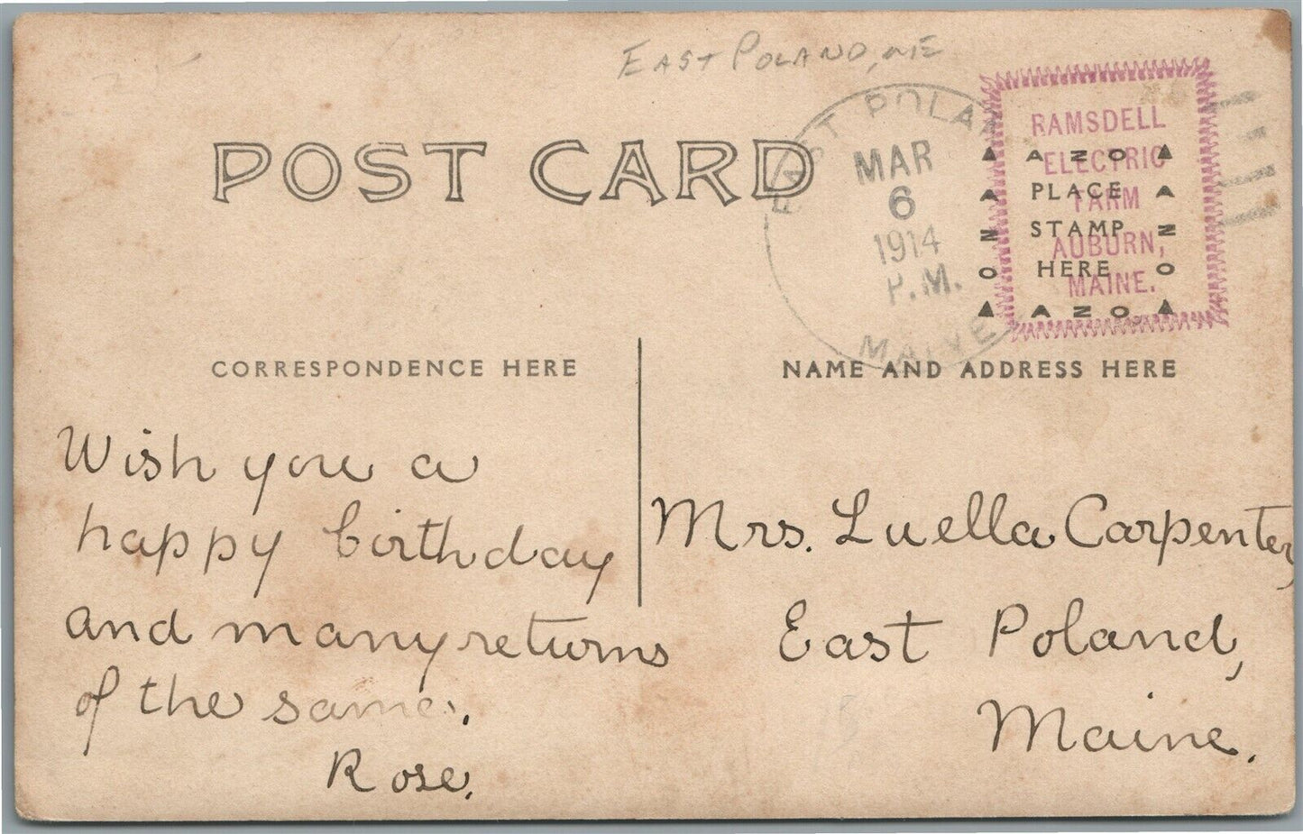 EAST POLAND ME STREET SCENE ANTIQUE REAL PHOTO POSTCARD RPPC