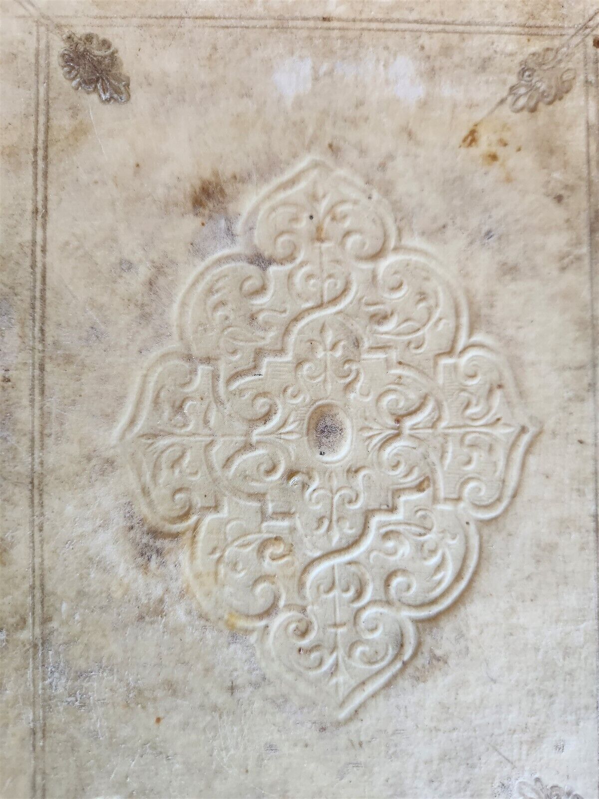 1710 LATIN FRENCH DICTIONARY antique w/ BLIND STAMPED VELLUM BINDING