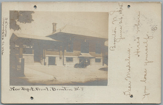 BOONTON NJ RAILROAD STATION RAILWAY TRAIN DEPOT ANTIQUE REAL PHOTO POSTCARD RPPC