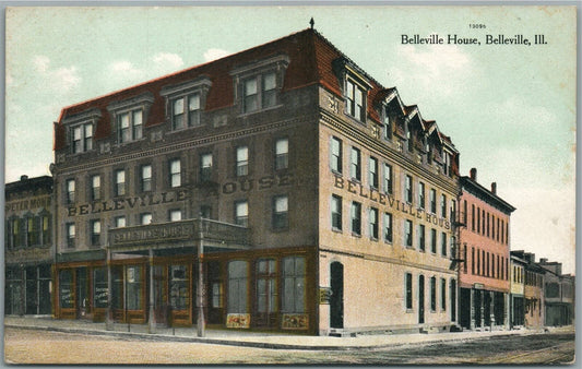 BELLEVILLE HOUSE IL ANTIQUE POSTCARD