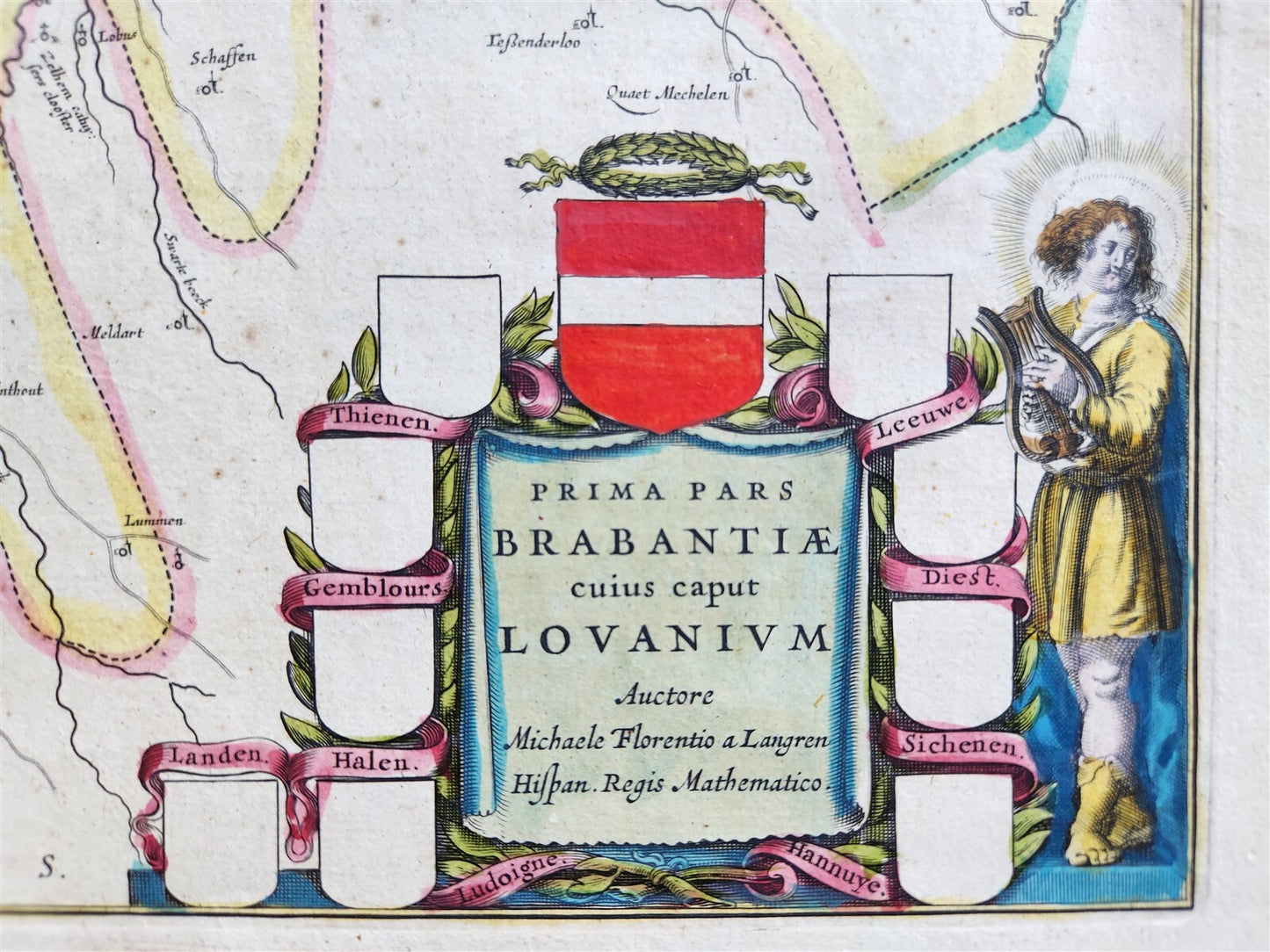 1640 Brabant Leuven BELGIUM MAP by WILLEM BLAEU antique AUTHENTIC hand colored