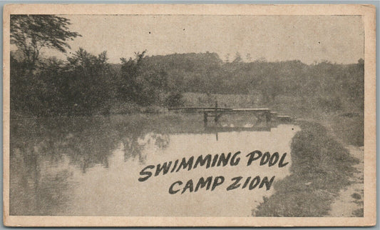 ELLISON BAY WI CAMP ZION SWIMMING POOL ANTIQUE POSTCARD