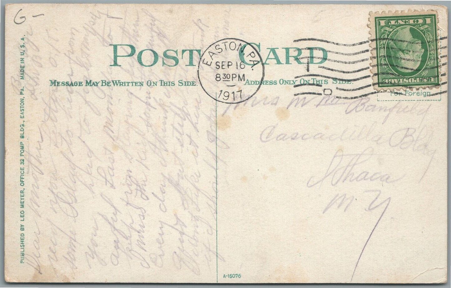 PHILLIPSBURG NJ HUDSON AND LEWIS STREET ANTIQUE POSTCARD