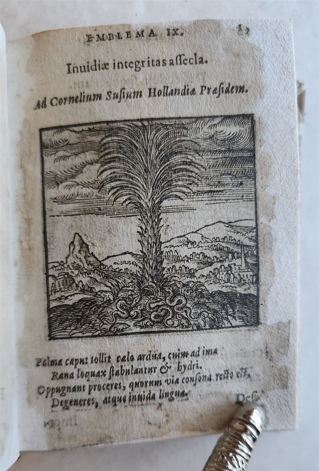 1596-1600 EMBLEMATA antique ILLUSTRATED w/ 270 WOODCUTS PLANTIN VELLUM BINDING