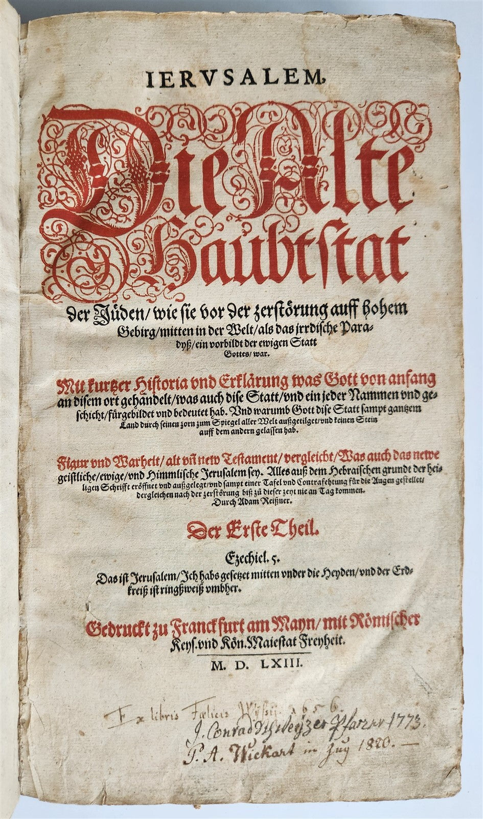 1563 JERUSALEM ANCIENT CAPITAL of JEWS antique ILLUSTRATED FOLIO in GERMAN